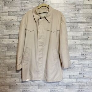 London Fog Mens 44 Long Beige Classic Trench Coat Jacket Outerwear